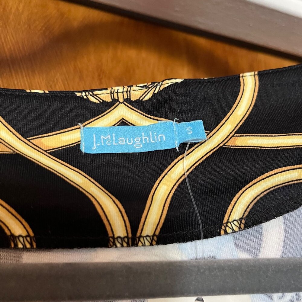 J. McLaughlin Black Gold Mari Printed Beltmore Dress Womens Size Small - Picture 4 of 5